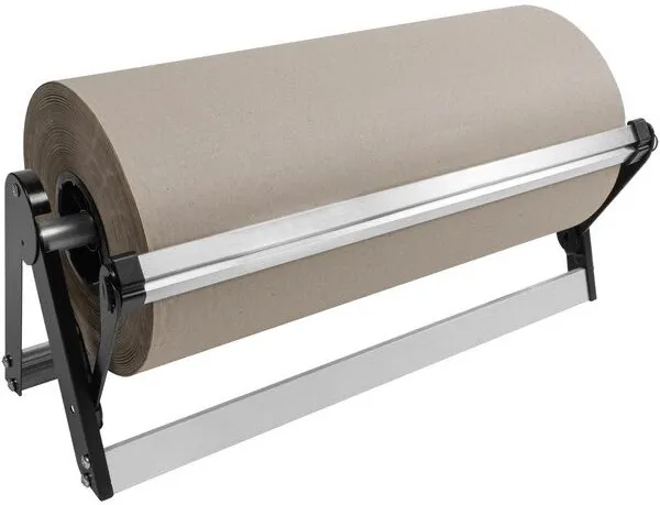 Paper roll dispenser and cutter setup