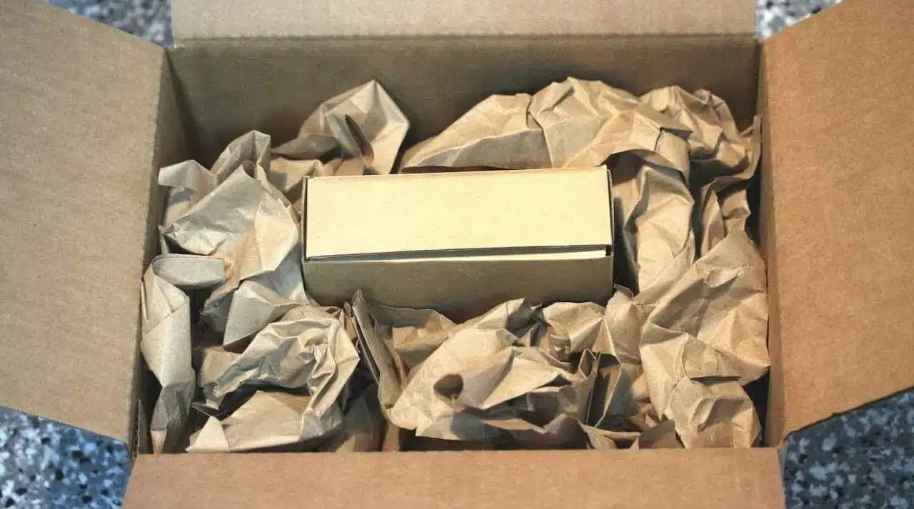 Paper void fill used in shipping boxes