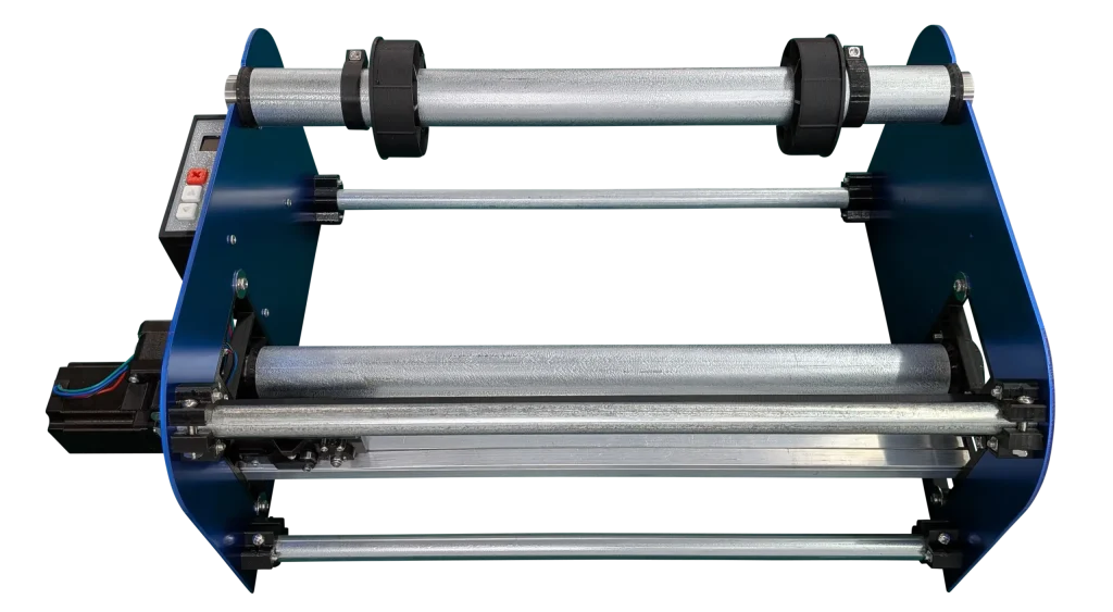 CNC paper roll cutter on desktop work surface