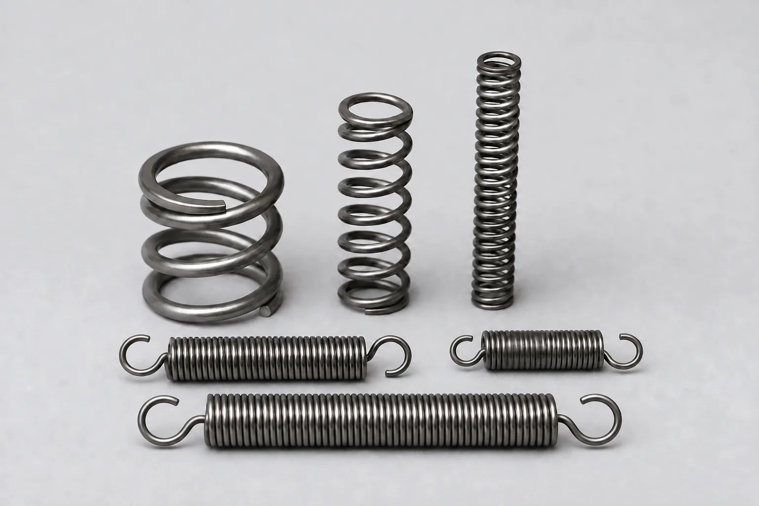 Assortment of custom compression and extension springs in different sizes