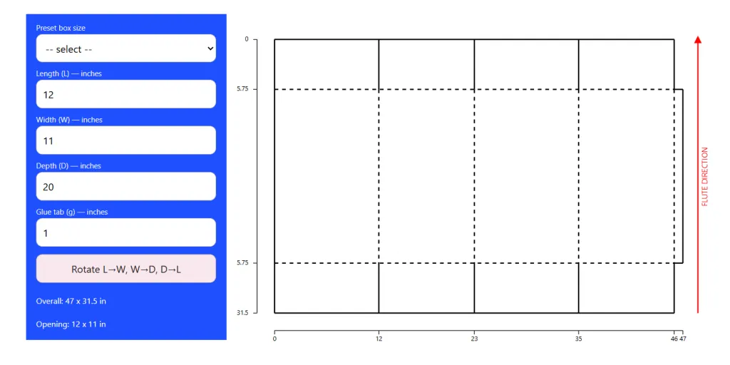 Online corrugated box design tool